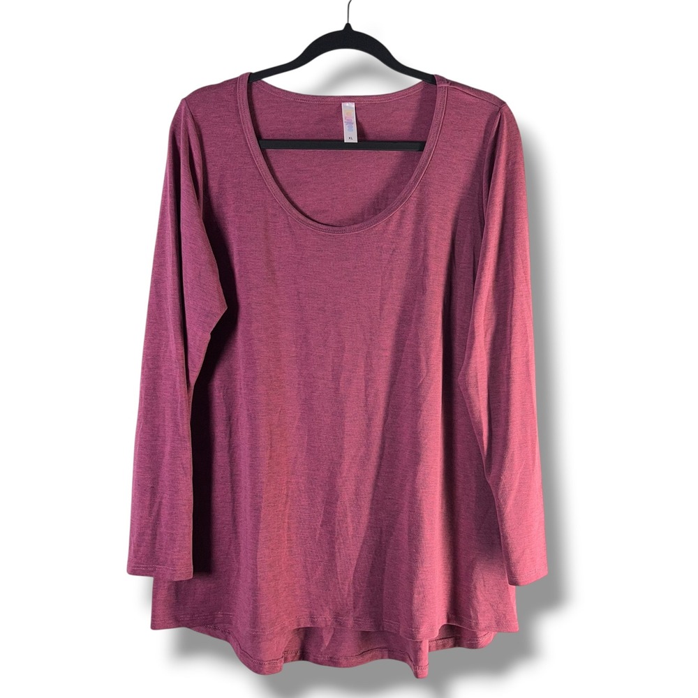 LuLaRoe Lynnae Womens Sz XL Long Sleeve T-Shirt Scoop Neck Heathered Casual